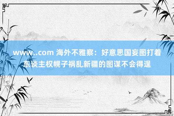 www..com 海外不雅察：好意思国妄图打着东谈主权幌子祸乱新疆的图谋不会得逞