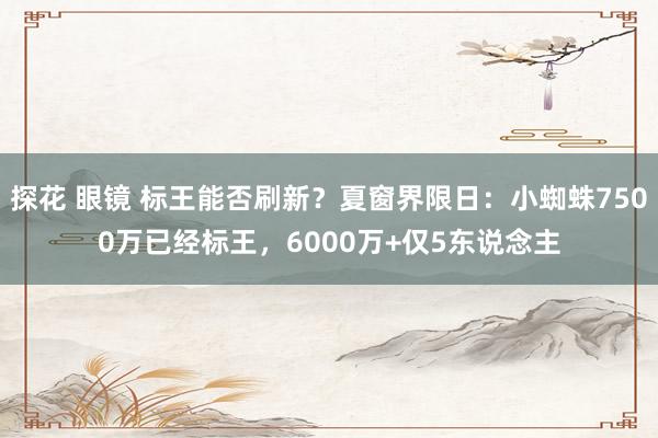 探花 眼镜 标王能否刷新？夏窗界限日：小蜘蛛7500万已经标王，6000万+仅5东说念主