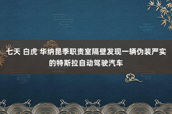 七天 白虎 华纳昆季职责室隔壁发现一辆伪装严实的特斯拉自动驾驶汽车