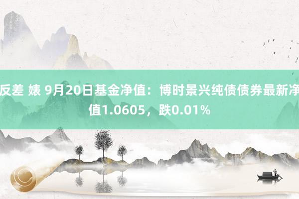 反差 婊 9月20日基金净值：博时景兴纯债债券最新净值1.0605，跌0.01%