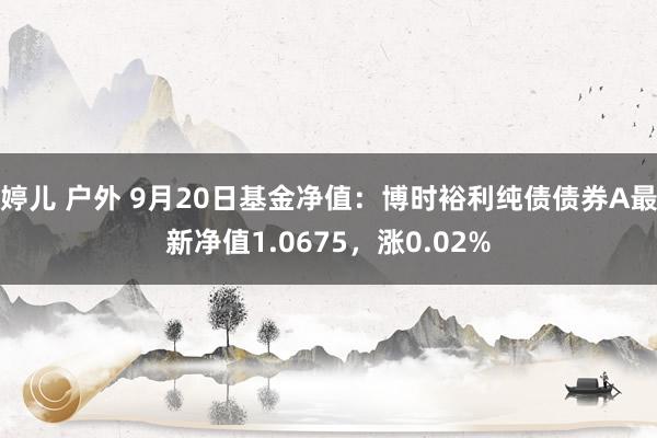 婷儿 户外 9月20日基金净值：博时裕利纯债债券A最新净值1.0675，涨0.02%