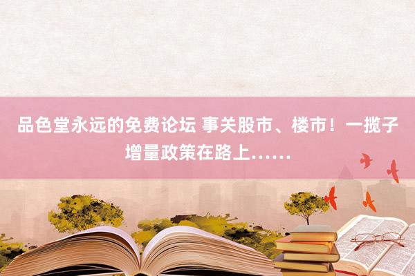 品色堂永远的免费论坛 事关股市、楼市！一揽子增量政策在路上……