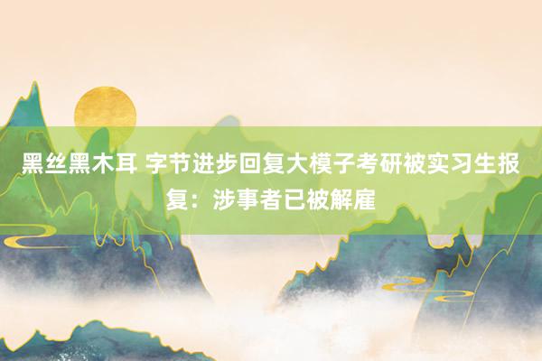 黑丝黑木耳 字节进步回复大模子考研被实习生报复：涉事者已被解雇