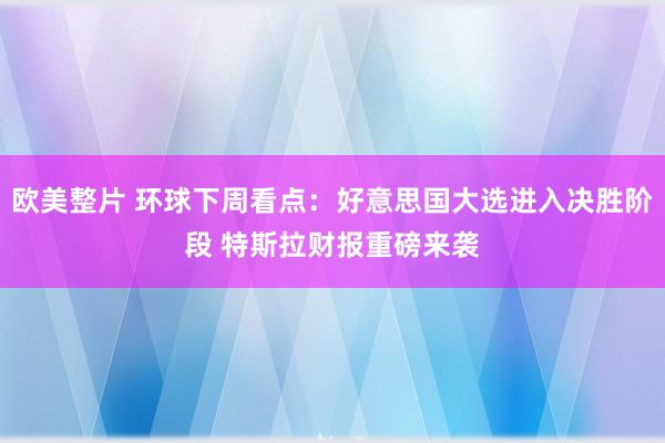 欧美整片 环球下周看点：好意思国大选进入决胜阶段 特斯拉财报重磅来袭