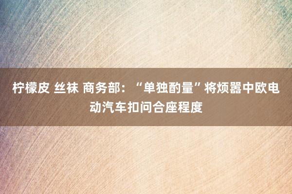 柠檬皮 丝袜 商务部：“单独酌量”将烦嚣中欧电动汽车扣问合座程度