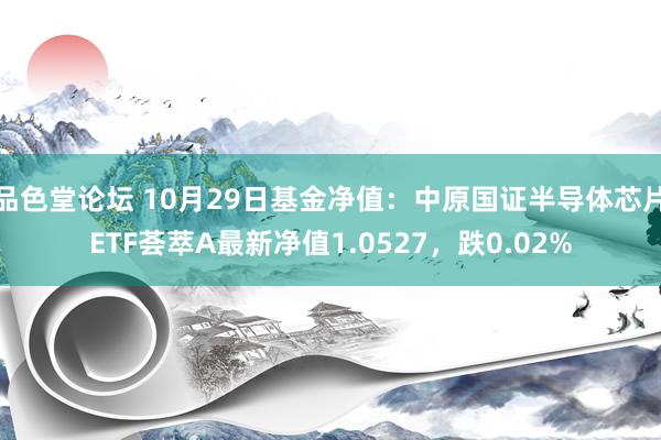 品色堂论坛 10月29日基金净值：中原国证半导体芯片ETF荟萃A最新净值1.0527，跌0.02%