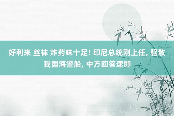 好利来 丝袜 炸药味十足! 印尼总统刚上任， 驱散我国海警船， 中方回答速即