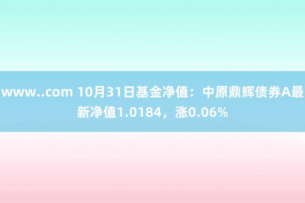 www..com 10月31日基金净值：中原鼎辉债券A最新净值1.0184，涨0.06%