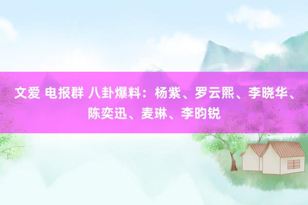 文爱 电报群 八卦爆料：杨紫、罗云熙、李晓华、陈奕迅、麦琳、李昀锐