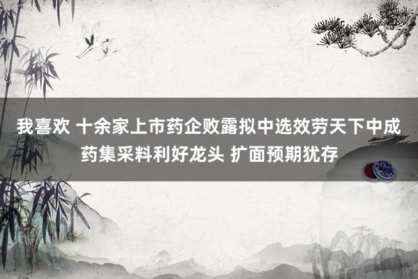 我喜欢 十余家上市药企败露拟中选效劳天下中成药集采料利好龙头 扩面预期犹存