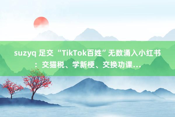 suzyq 足交 “TikTok百姓”无数涌入小红书：交猫税、学新梗、交换功课…